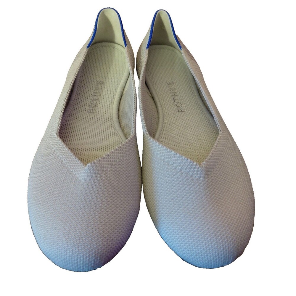 Rothy's Women's The Flat Light Gray Round Toe Ballet Tortoise Shell Sole Sz 6.5